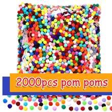 2000 个超值装 0.8 厘米多色高弹力 DIY 绒球、绒球+管道清洁器、随机颜色 DIY 绒球什锦，适用于工艺品、小尺寸 0.8 厘米小绒球，用于工艺品用品、绒球工艺套件、最佳绒球工艺用品、绒球派对装饰品、您可以制作的绒球钥匙扣、纱线绒球、彩色纱线球、蓬松绒球工艺品、绒球壁挂创意、季节性绒球工艺品