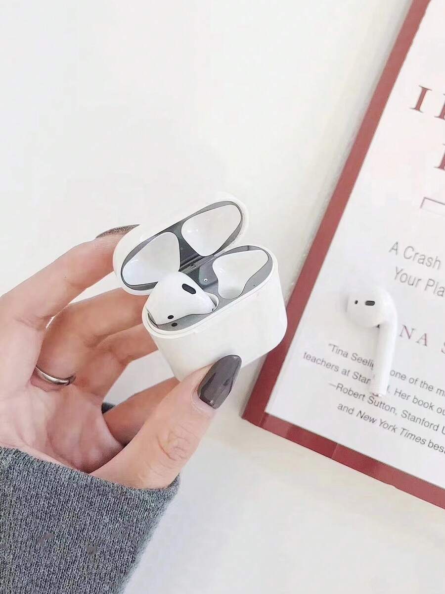 Miếng dán kim loại tương thích với tai nghe không dây Airpods Pro/AirPods, tai nghe Bluetooth Apple thế hệ 1/2 - Nhiều màu - Xem 1