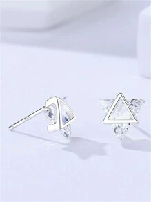 2 pezzi Orecchini a perno in argento sterling 925 con esagramma e decorazione in zirconia cubica, anello regolabile, adatto per uso quotidiano da donna