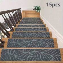 15 Pack 8"X 30" Non-Slip Carpet Stair Runners Treads For Indoor Wooden Steps With Self Adhesive Tape Rug Anti Moving Staircase Covers Mats For Elders And Pets Reusable Washable Adhesive