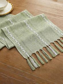 1 chiếc khăn trải bàn màu trơn hiện đại thanh lịch - Trang trí nhà bếp thời trang với điểm nhấn tua rua - Bền và dễ chăm sóc cho bàn ăn & tăng tính thẩm mỹ cho phòng - Nhiều màu - Xem 5