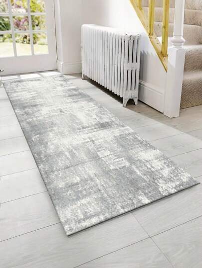 1 pieza Alfombra minimalista de estilo moderno gris para pasillo, terciopelo cristal, 850g/M² 0,8cm de grosor, rectangular, antideslizante lavable, decoración del hogar, alfombra para sala de estar, cocina, comedor, oficina, adecuada para todas las temporadas