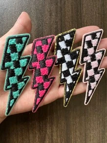 Colorful Lightning Embroidered Iron On Patch For Diy Clothes, Pants, Hats, Bags, Shoes, Decoration Applique Sewing Shining Gold Border Patch - Multicolor - View 2