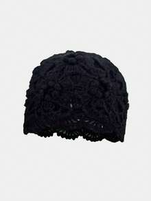 1 件女士柔软针织钩针蕾丝复古头巾式帽子，适合日常穿着、外出和秋冬季保暖 - 針織帽 - 查看 4