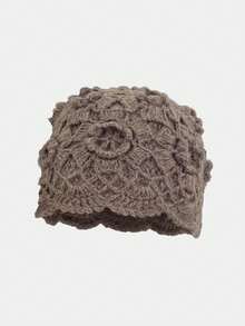 1 件女士柔软针织钩针蕾丝复古头巾式帽子，适合日常穿着、外出和秋冬季保暖 - 針織帽 - 查看 7