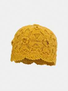 1 件女士柔软针织钩针蕾丝复古头巾式帽子，适合日常穿着、外出和秋冬季保暖 - 針織帽 - 查看 8