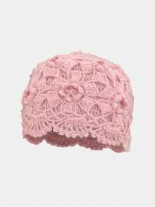 1 件女士柔软针织钩针蕾丝复古头巾式帽子，适合日常穿着、外出和秋冬季保暖 - 針織帽 - 查看 9