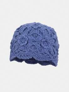 1 件女士柔软针织钩针蕾丝复古头巾式帽子，适合日常穿着、外出和秋冬季保暖 - 針織帽 - 查看 5