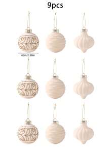 9 件白色植绒圣诞球饰品，6/8 厘米鲜艳圣诞树球饰品套装，防碎植绒闪亮水钻装饰，适用于节日、花环、派对和家居装饰 - 非常适合节日氛围和送礼 - 白色 - 查看 10