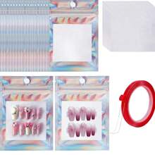 Fake Nails Storage Bag,Empty Holographic Nail Storage Bag,Press On Nail Packaging,Nail Charms Storage,Jewelry Storage, Container,Nail Tips Packaging Bags With 1 Roll Transparent Tape And 1Pc Display Card,Multi-Functional Storage Bag,Nail Powder Storage,Glitter Powder Storage,Nail Art Tools,Press On Nail Packaging Bag For Press Ons Holographic Press On Nail Storage Bag For Nail Display Fake Nail Storage Organizer Nail Salon Supplies,Nail Supplies