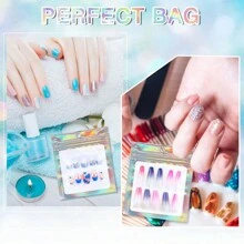 Fake Nails Storage Bag,Empty Holographic Nail Storage Bag,Press On Nail Packaging,Nail Charms Storage,Jewelry Storage, Container,Nail Tips Packaging Bags With 1 Roll Transparent Tape And 1Pc Display Card,Multi-Functional Storage Bag,Nail Powder Storage,Glitter Powder Storage,Nail Art Tools,Press On Nail Packaging Bag For Press Ons Holographic Press On Nail Storage Bag For Nail Display Fake Nail Storage Organizer Nail Salon Supplies,Nail Supplies