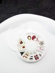 6 ô 30 chiếc 12 ô Hộp tròn 12 kiểu trang trí nghệ thuật làm móng 3D, phong cách Châu Âu & Mỹ sang trọng, khảm đồng Zirconia, đồ trang sức làm móng tự làm, đá quý làm móng, vật dụng làm móng nghệ thuật - Nhiều màu - Xem 6