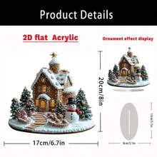 1pc Boho Style Christmas Gingerbread House Desktop Decor, Perfect For Home, Office Or Cafe Display - White - View 3