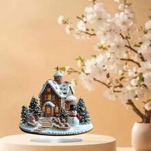 1pc Boho Style Christmas Gingerbread House Desktop Decor, Perfect For Home, Office Or Cafe Display - White - View 4