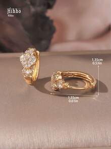 Hihho Bộ 2 khuyên tai tròn đính đá Zirconia lấp lánh thanh lịch, thiết kế độc đáo, khuyên tai cao cấp, thời trang & sang trọng, thích hợp để đeo hàng ngày hoặc làm quà tặng cho phụ nữ - Nhiều màu - Xem 4