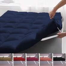 Pillow Top Mattress Protector For Double Bed Box Conjugated Feather Touch - Navy Blue - View 2