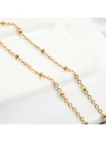 1 件简约不锈钢卫星链项链，经典女士设计 - 金色 - 查看 7