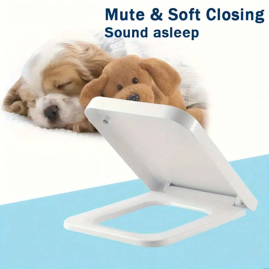 Premium Quiet Close Modern White Square Extended Toilet Seat With Cover