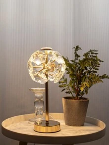 Tiworld 1 Pc K9 Crystal Lamp Shade, Decorative Table Lamp, Mainly In Gold Tone, 3-Color Adjustable Lighting (Light Source Included), Suitable For Home Bedroom, Living Room, Dining Room, Study Room And More