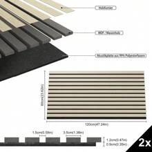 LILIIN Acoustic Panels 2 Pieces Set 3D Wall Cladding Wall Panels Made Of Real Wood Veneer Acoustic Panels Slatted Wall Wood Panels Wood Panels Acoustic Felt - Wood Color - View 4
