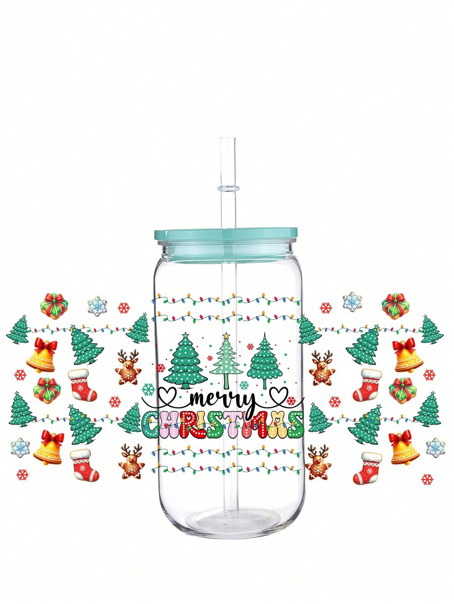Christmas Party Cups16oz Drinking Clear Cups With Lids, Clear Plastic