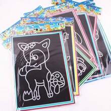 10 件涂鸦艺术素描本魔法艺术纸板配竹笔套装，适用于儿童学习和教育学校用品、节日装饰（颜色和款式随机） - 彩色 - 查看 1