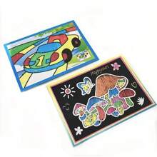 10 件涂鸦艺术素描本魔法艺术纸板配竹笔套装，适用于儿童学习和教育学校用品、节日装饰（颜色和款式随机） - 彩色 - 查看 2