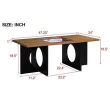 47" Contemporary Wood Rectangular Coffee Table With Clear Tempered Glass Top, Black And Light Espresso Top - 黑色+MDF+玻璃如圖 - 查看 3