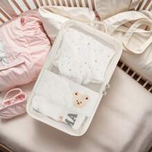 1pc Baby Clothes Storage Bag, Large Capacity Waterproof Dirty Laundry Organizer, Separating Compartments, Motherhood Accessories, (White)