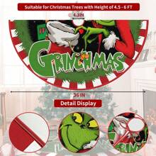 GRINCH GRINCH Christmas Tree Skirt, Red White Stripes Xmas Green Funny Tree Skirt Mat For Holiday Party Indoor Outdoor Christmas Tree Decoration Best Gifts