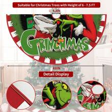 GRINCH GRINCH Christmas Tree Skirt, Red White Stripes Xmas Green Funny Tree Skirt Mat For Holiday Party Indoor Outdoor Christmas Tree Decoration Best Gifts
