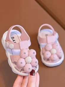 2024 年新款夏季女童凉鞋，防滑软底室内/户外拖鞋 - 粉色 - 查看 4