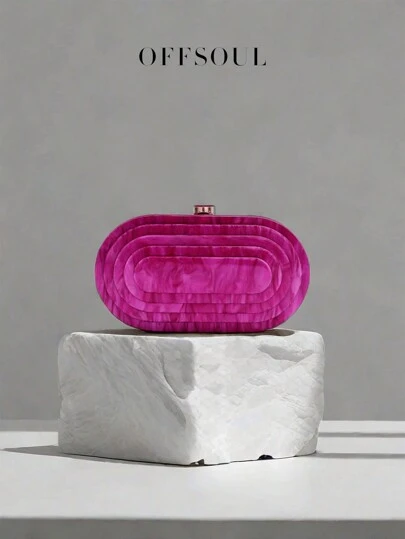 3D Texture Acrylic Evening Bag, New Fashionable Molded Formal Clutch Handbag With Chain Strap, Suitable For Wedding Party, Marble & Amber Print Box Shaped Shoulder/Crossbody Bag For Women