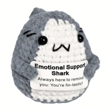 手工企鹅礼物，有趣的钩针企鹅装饰吊坠，有趣的减压装饰，创意钩针鲨鱼/海龟/青蛙鼓励装饰，带有积极留言卡，铜钥匙链吊坠，装饰企鹅，蜜蜂，积极土豆，万圣节圣诞礼物。 - 彩色 - 查看 18