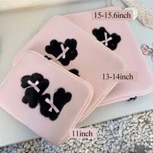 Bolsa De Laptop/tableta Ipad Con Estilo Ins Con Lindo Estampado De Conejo Y Lazo, Capacidad De Almacenamiento Interna Para 11/13 Pulgadas