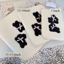 Bolsa De Laptop/tableta Ipad Con Estilo Ins Con Lindo Estampado De Conejo Y Lazo, Capacidad De Almacenamiento Interna Para 11/13 Pulgadas