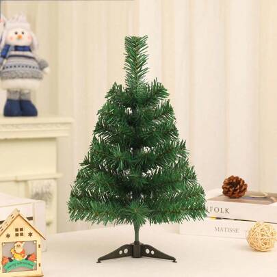 1pc PVC Green Mini Christmas Tree, 45cm Desktop Small Christmas Tree Ornament, Home Decor Artificial Christmas Tree