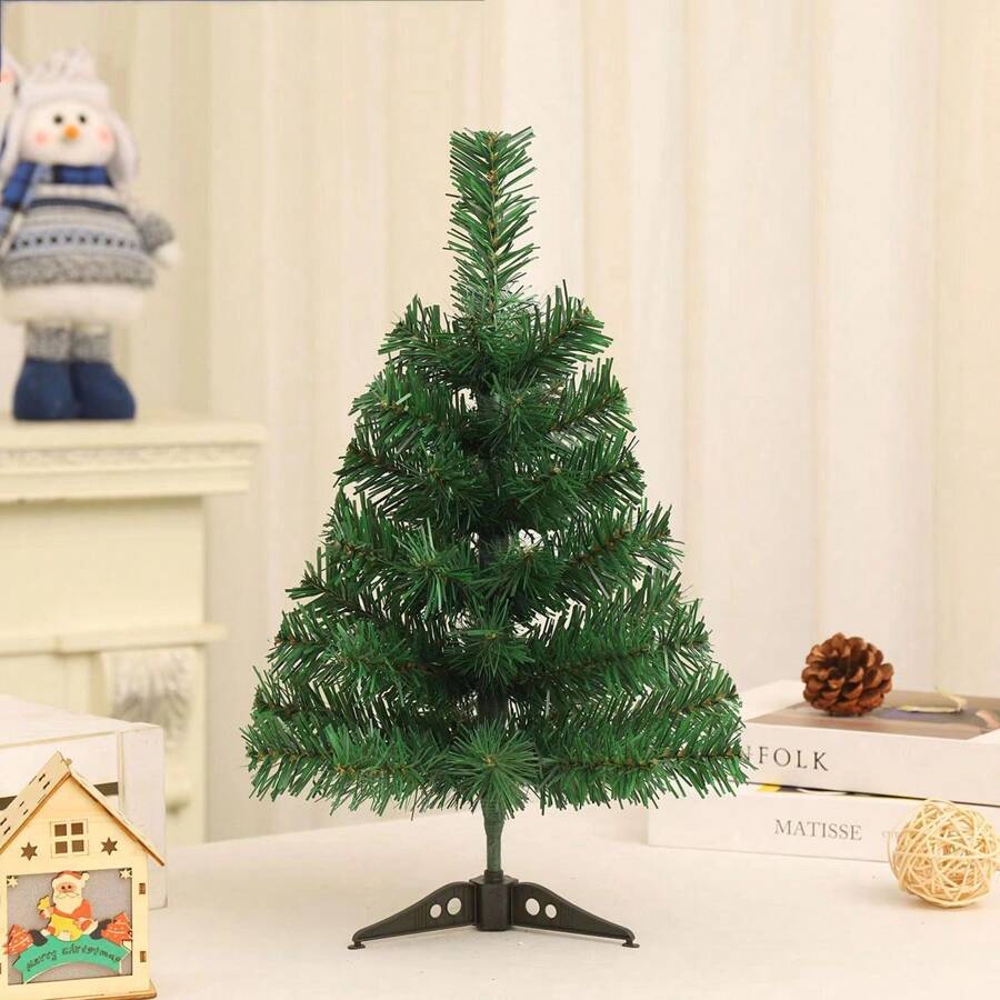 1pc PVC Green Mini Christmas Tree, 45cm Desktop Small Christmas Tree Ornament, Home Decor Artificial Christmas Tree