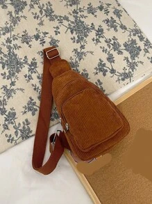 Túi đeo chéo nhung kẻ nhỏ, Túi đeo chéo màu trơn, Ví đeo ngực thời trang có nhiều khóa kéo, Túi đeo hông Preppy, Túi đeo chéo khóa kéo cổ điển dành cho nữ, Túi đeo chéo phù hợp để đi bộ đường dài, du lịch, đi bộ, đạp xe, săn bắn, kinh doanh, tập thể dục, cắm trại, bãi biển và sử dụng hàng ngày - màu nâu - Xem 7