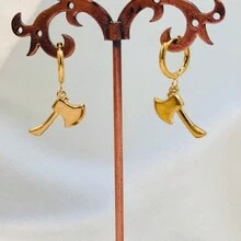 1 件时尚欧美风格独特简约迷你斧头吊坠耳环，设计精致 - 多色 - 查看 2