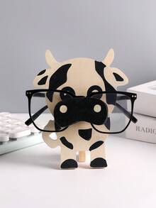 1 件創意木質印花可愛狐狸設計 Diy 眼鏡架 - 灰色 - 查看 5