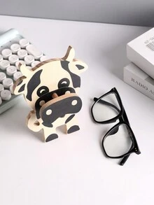 1 件創意木質印花可愛狐狸設計 Diy 眼鏡架 - 灰色 - 查看 8