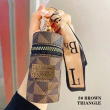 1pc Portable Coin Pouch & Car Keychain, Mini Fashionable Key Ring Casual Car Accessories Bag Charm School Letter