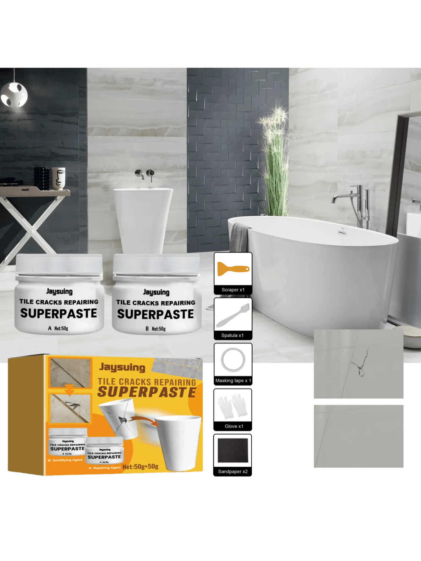 Tile Repair Paste, Adhesive Filler For Toilet, Marble, Floor Tile Crack