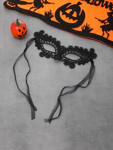 1 件装黑色性感蕾丝镂空半脸面罩，带刺绣，适合女士，适合派对 - 黑色 - 查看 1