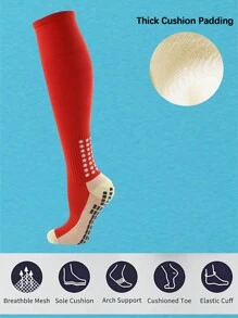 FLSHMCEN 1 Pair Moisture-Wicking Anti-Slip Long Compressoin Socks, Suitable For Football, Basketball, Hockey, Etc.
