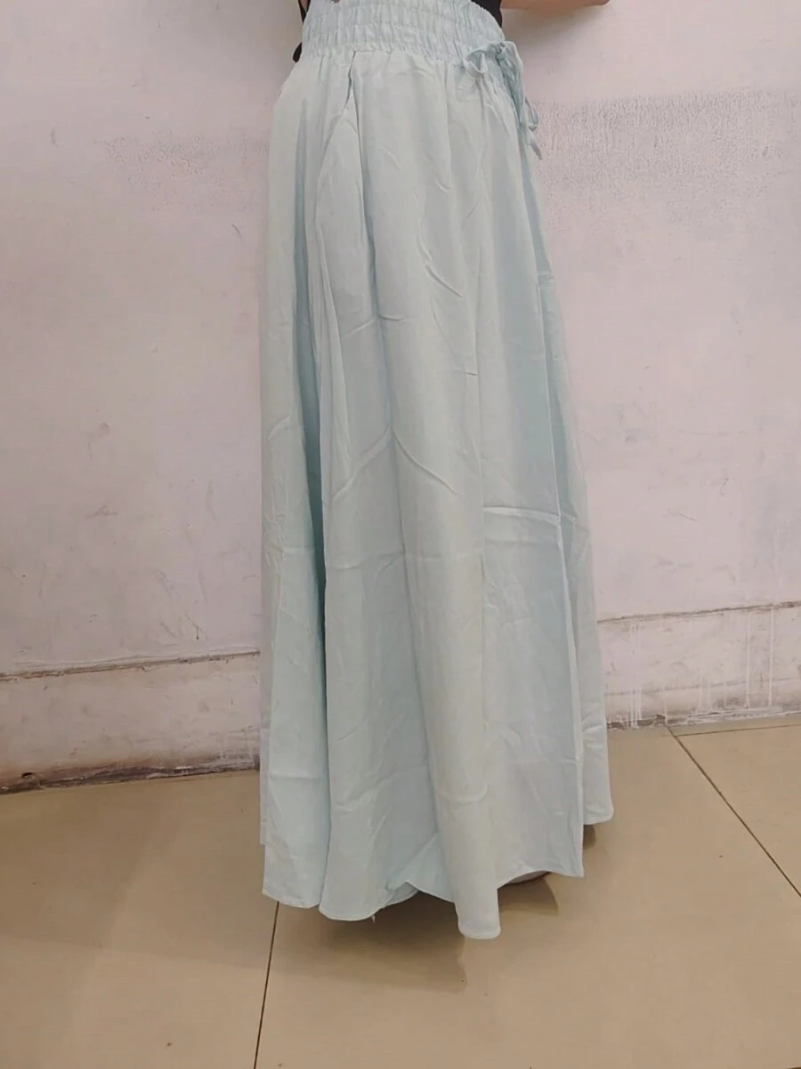 Skirts In Pre-Washed Viscose Fabric/New Summer 2023 - 淺藍色 - 查看 1