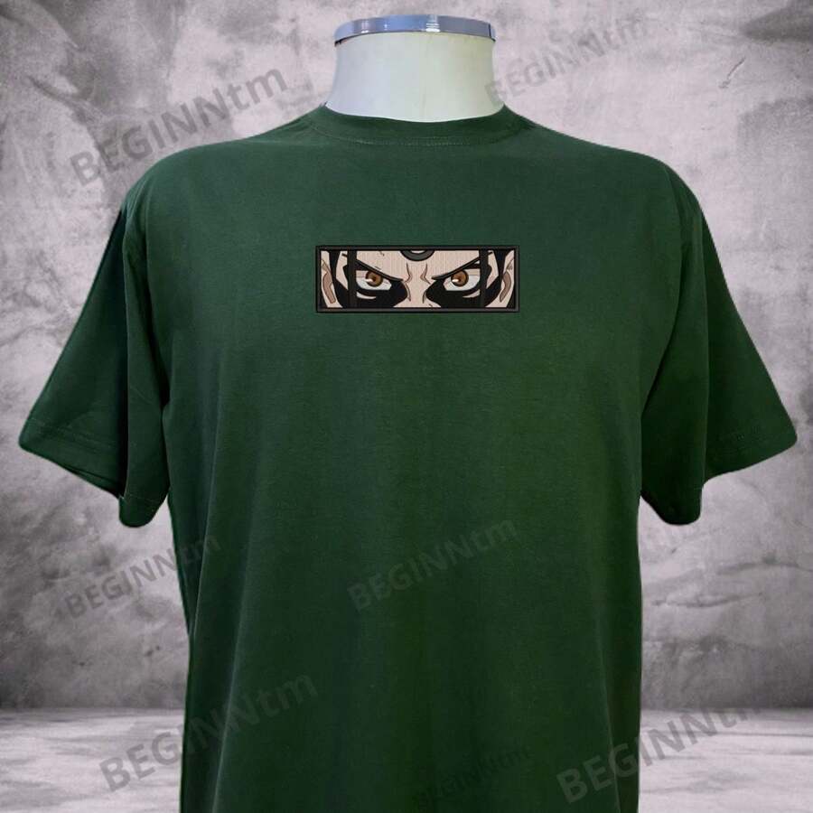 Hashirama Embroidered Anime T-Shirt Unisex 100% Cotton Geek Streetwear - 綠色 - 查看 1