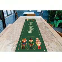 Exclusive Printed Table Runner Fabric Christmas Table Setting Table Runner 1.35x0.35 - Màu xanh lá cây đậm - Xem 1