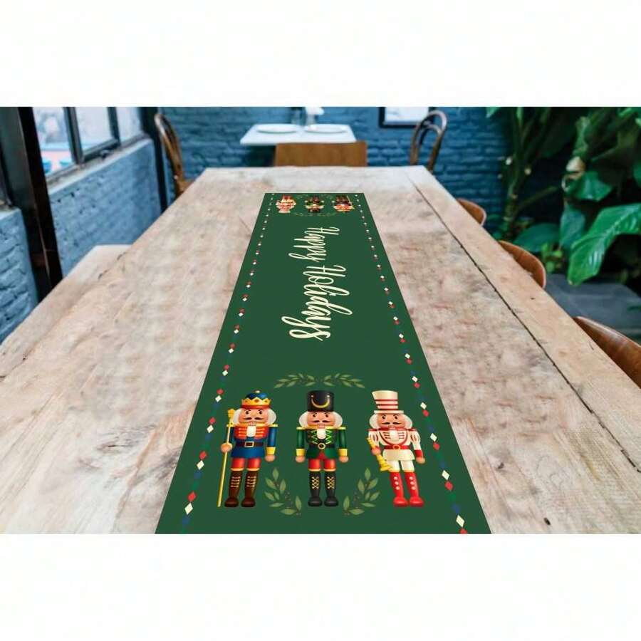 Exclusive Printed Table Runner Fabric Christmas Table Setting Table Runner 1.35x0.35 - Màu xanh lá cây đậm - Xem 1